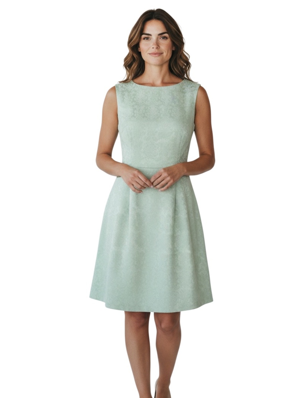 NY&CO Eva Mendes Maria Jacquard Mint Green Fit & Flare Dress Size 4